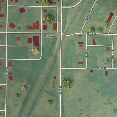 Close-up of the map of South Gorin, Missouri print showing street and building detail