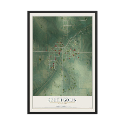 Map of South Gorin, Missouri, 12 x 18 inch print in a black wood frame