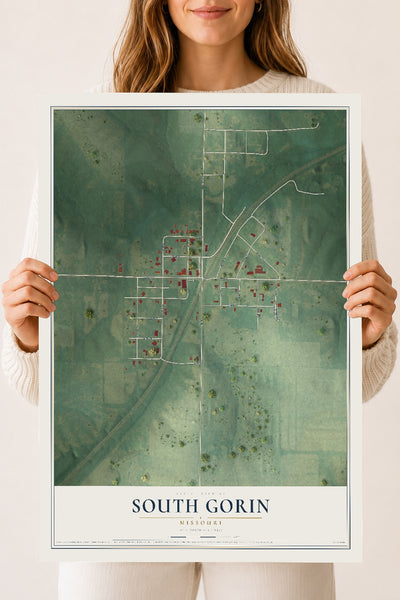 Map of South Gorin, Missouri, 18 x 24 inch unframed archival matte print