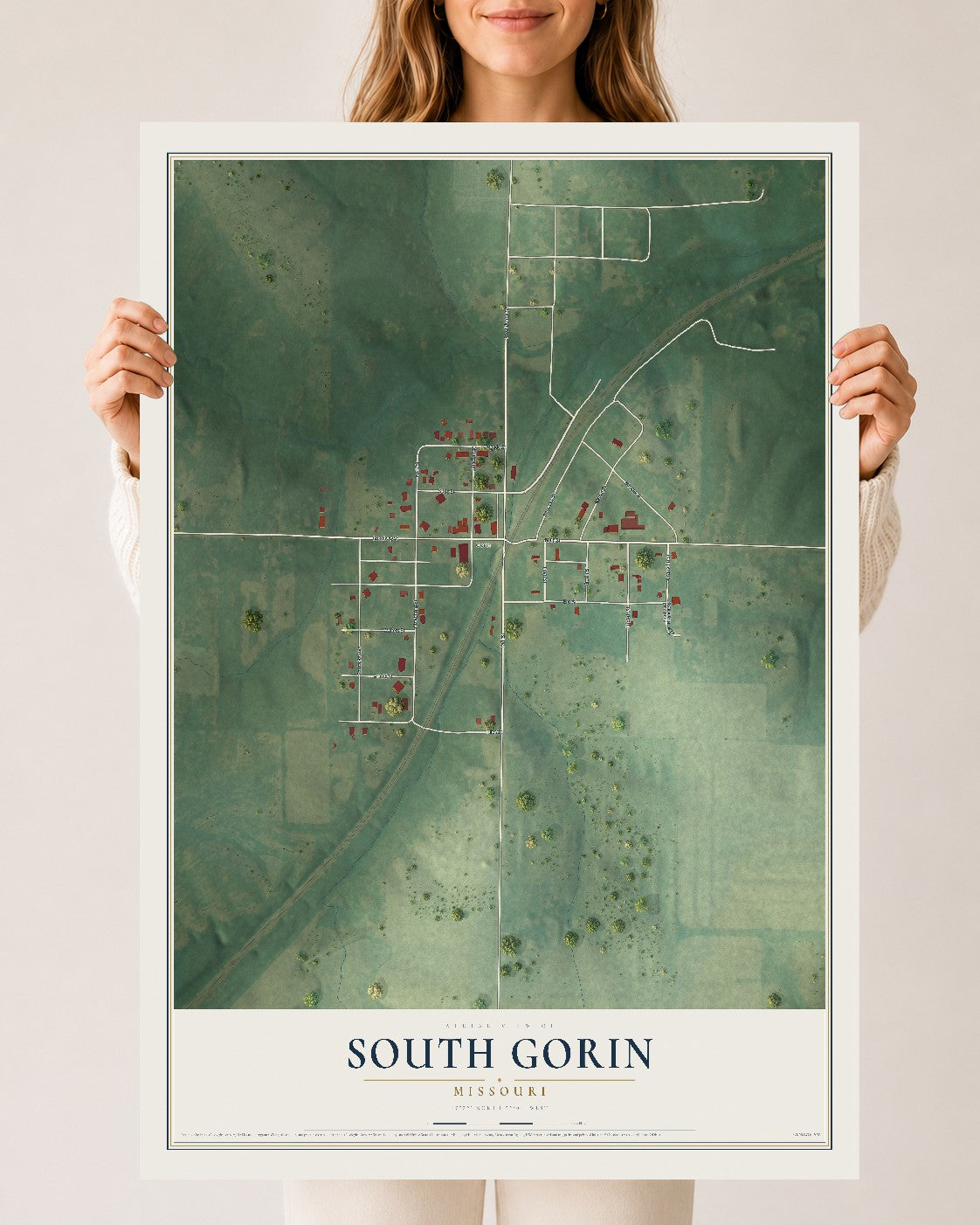 Map of South Gorin, Missouri, 24 x 36 inch unframed archival matte print