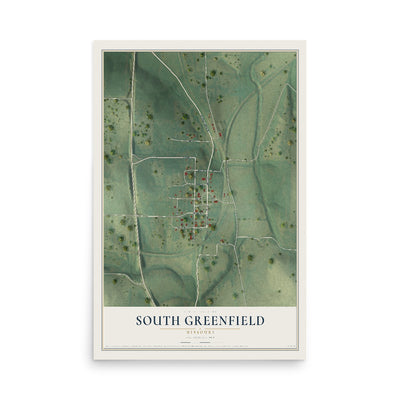 Map of South Greenfield, Missouri, 12 x 18 inch unframed archival matte print