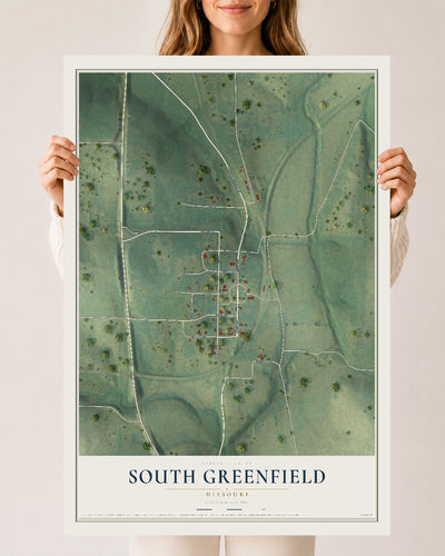 Map of South Greenfield, Missouri, 24 x 36 inch unframed archival matte print