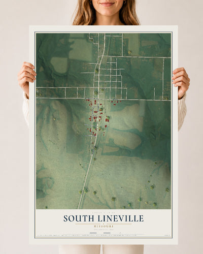 Map of South Lineville, Missouri, 24 x 36 inch unframed archival matte print