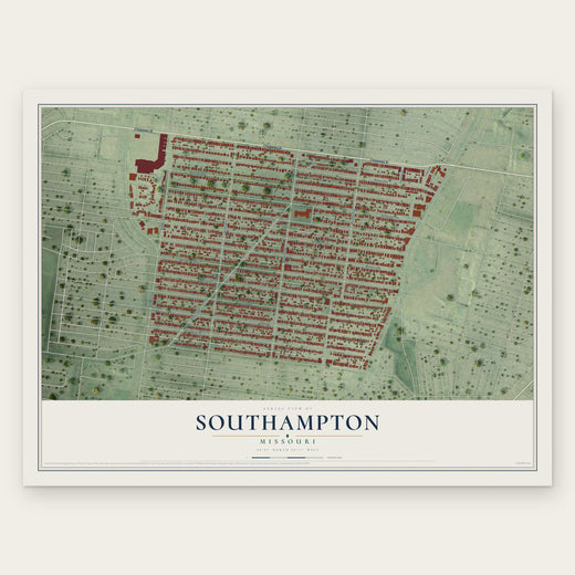 Southampton, Missouri map print, the full design