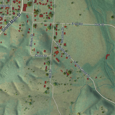 Second close-up of the map of Southwest City, Missouri print showing more streets and buildings