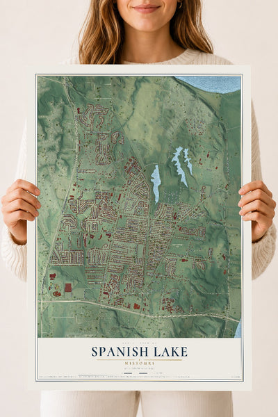 Map of Spanish Lake, Missouri, 18 x 24 inch unframed archival matte print