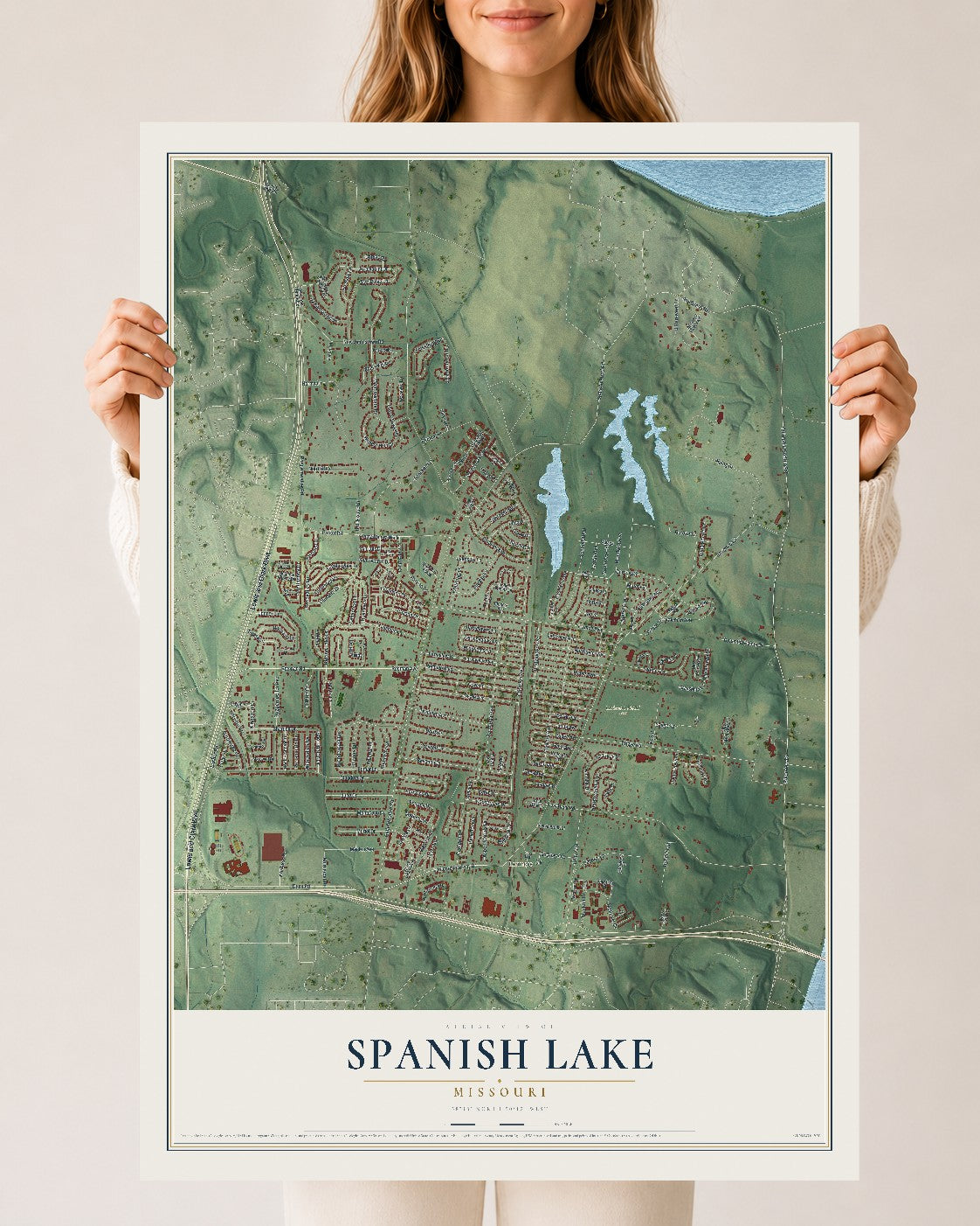 Map of Spanish Lake, Missouri, 24 x 36 inch unframed archival matte print