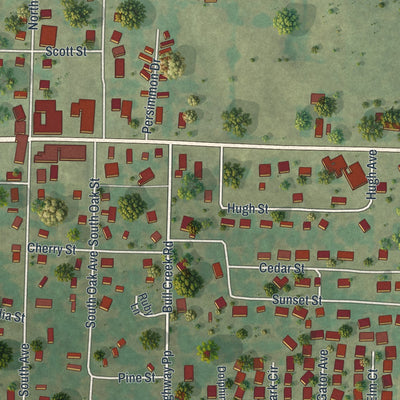 Second close-up of the map of Sparta, Missouri print showing more streets and buildings