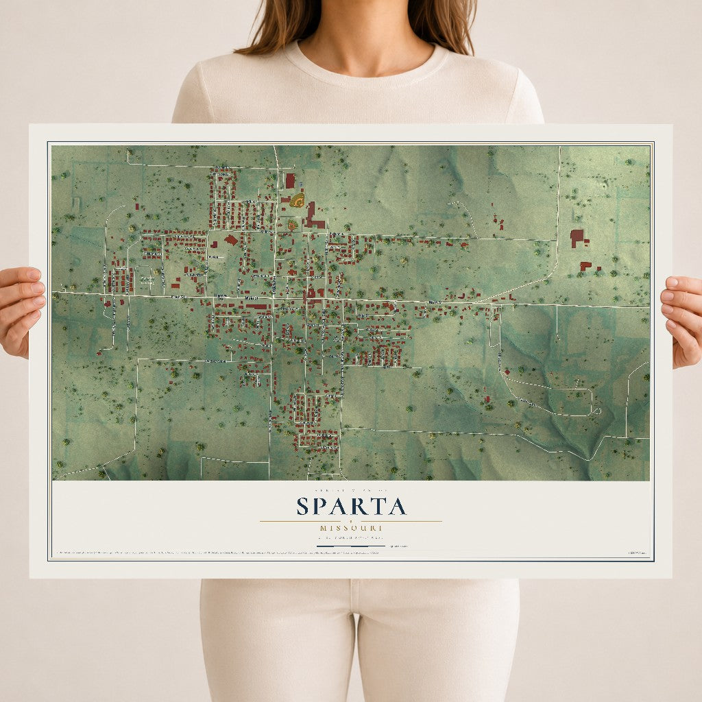 Map of Sparta, Missouri, 18 x 24 inch unframed archival matte print