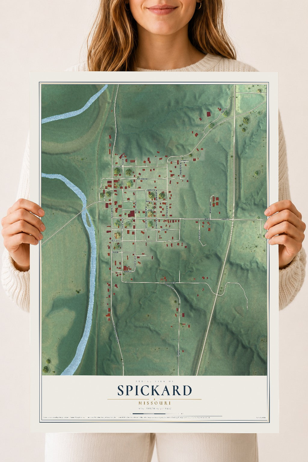Map of Spickard, Missouri, 18 x 24 inch unframed archival matte print