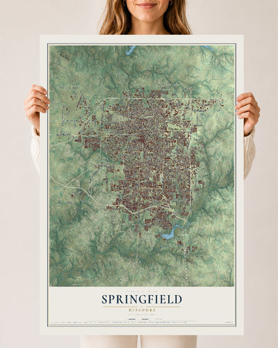 Map of Springfield, Missouri, 24 x 36 inch unframed archival matte print