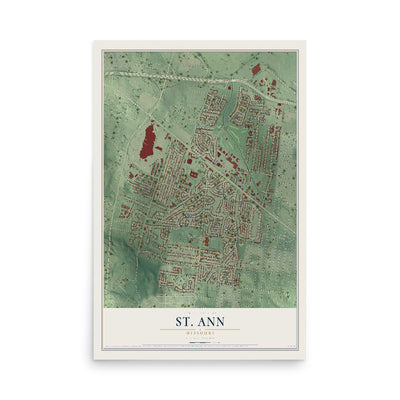 Map of St. Ann, Missouri, 12 x 18 inch unframed archival matte print