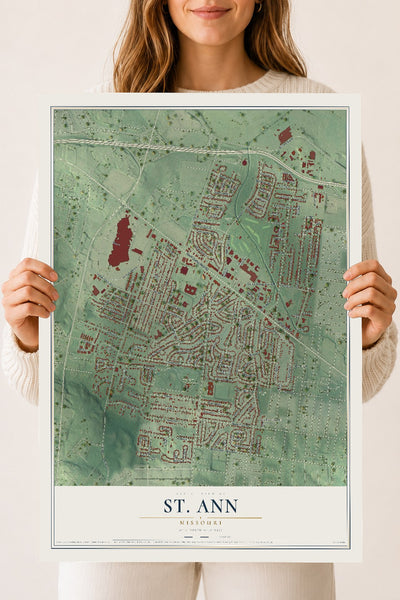 Map of St. Ann, Missouri, 18 x 24 inch unframed archival matte print