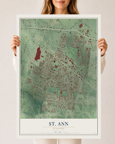 Map of St. Ann, Missouri, 24 x 36 inch unframed archival matte print