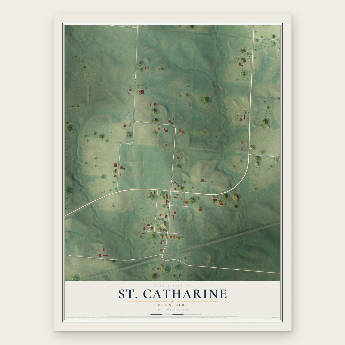 St. Catharine, Missouri map print, the full design