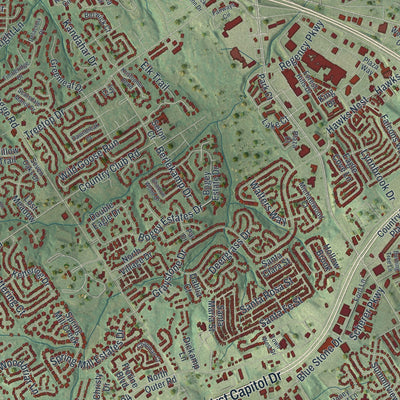 Second close-up of the map of St. Charles, Missouri print showing more streets and buildings