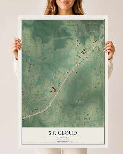 Map of St. Cloud, Missouri, 24 x 36 inch unframed archival matte print