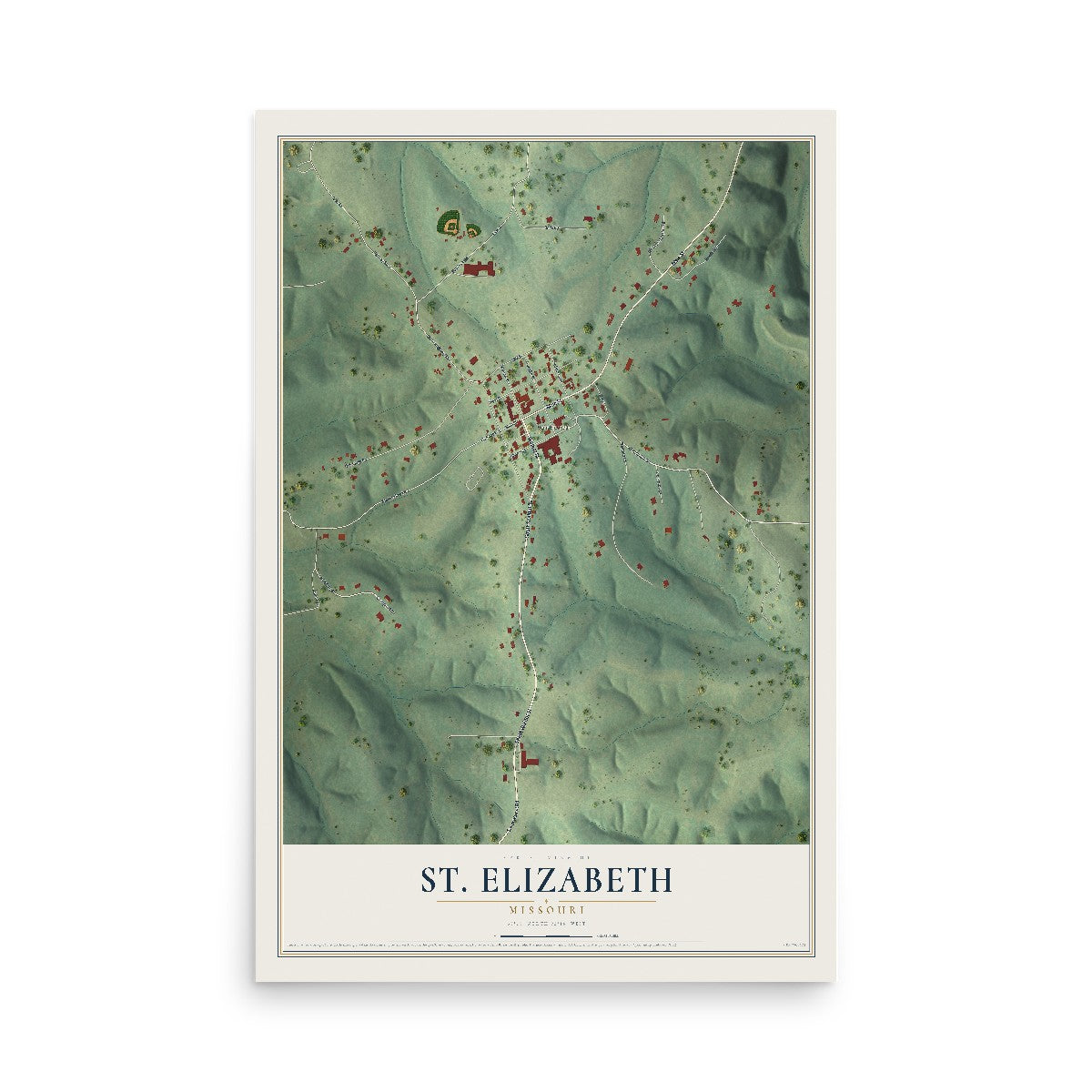 Map of St. Elizabeth, Missouri, 12 x 18 inch unframed archival matte print