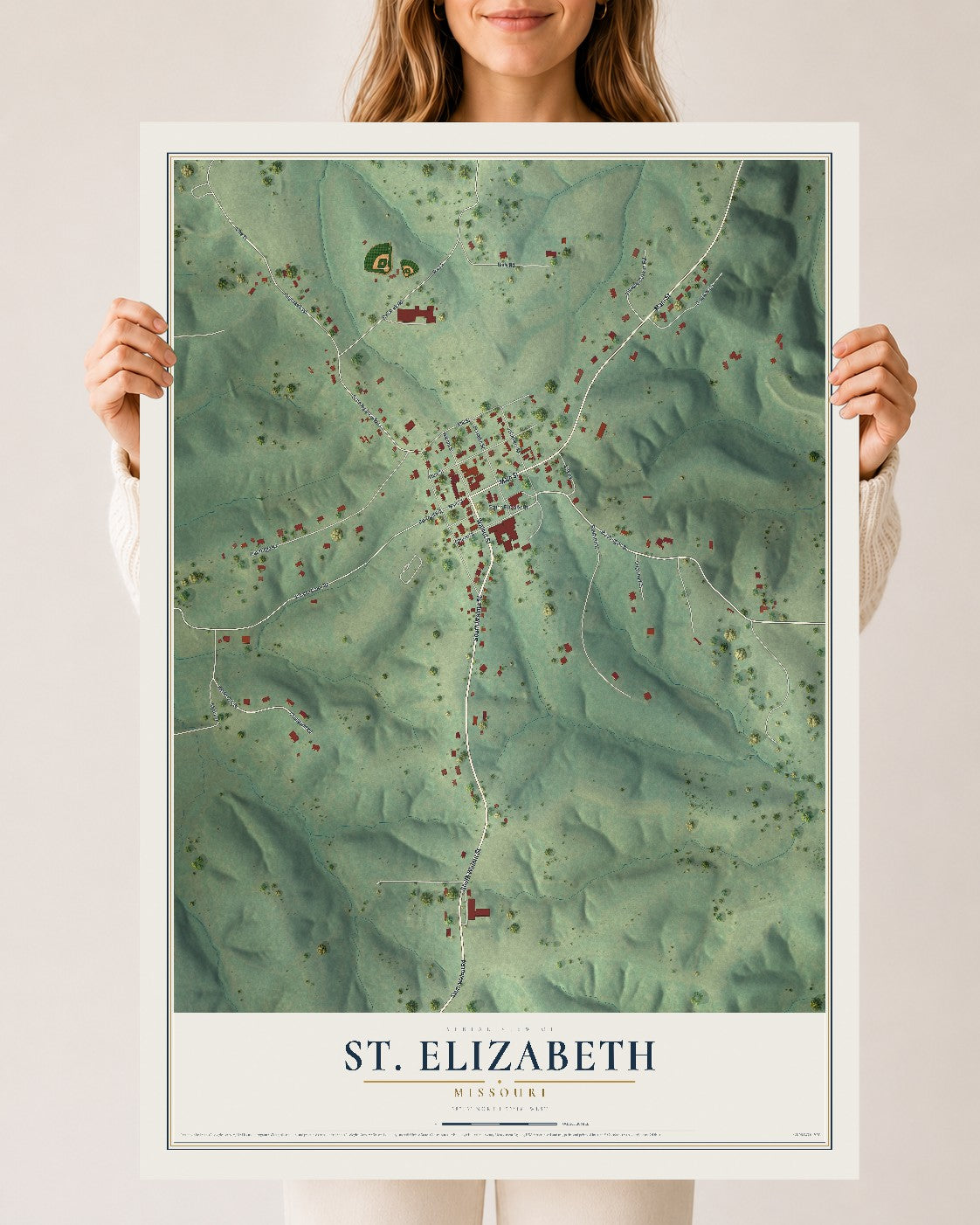 Map of St. Elizabeth, Missouri, 24 x 36 inch unframed archival matte print
