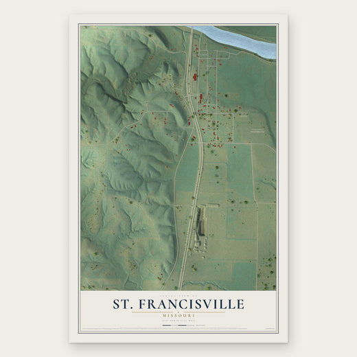 St. Francisville, Missouri map print, the full design