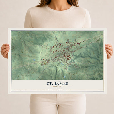 Map of St. James, Missouri, 12 x 18 inch unframed archival matte print