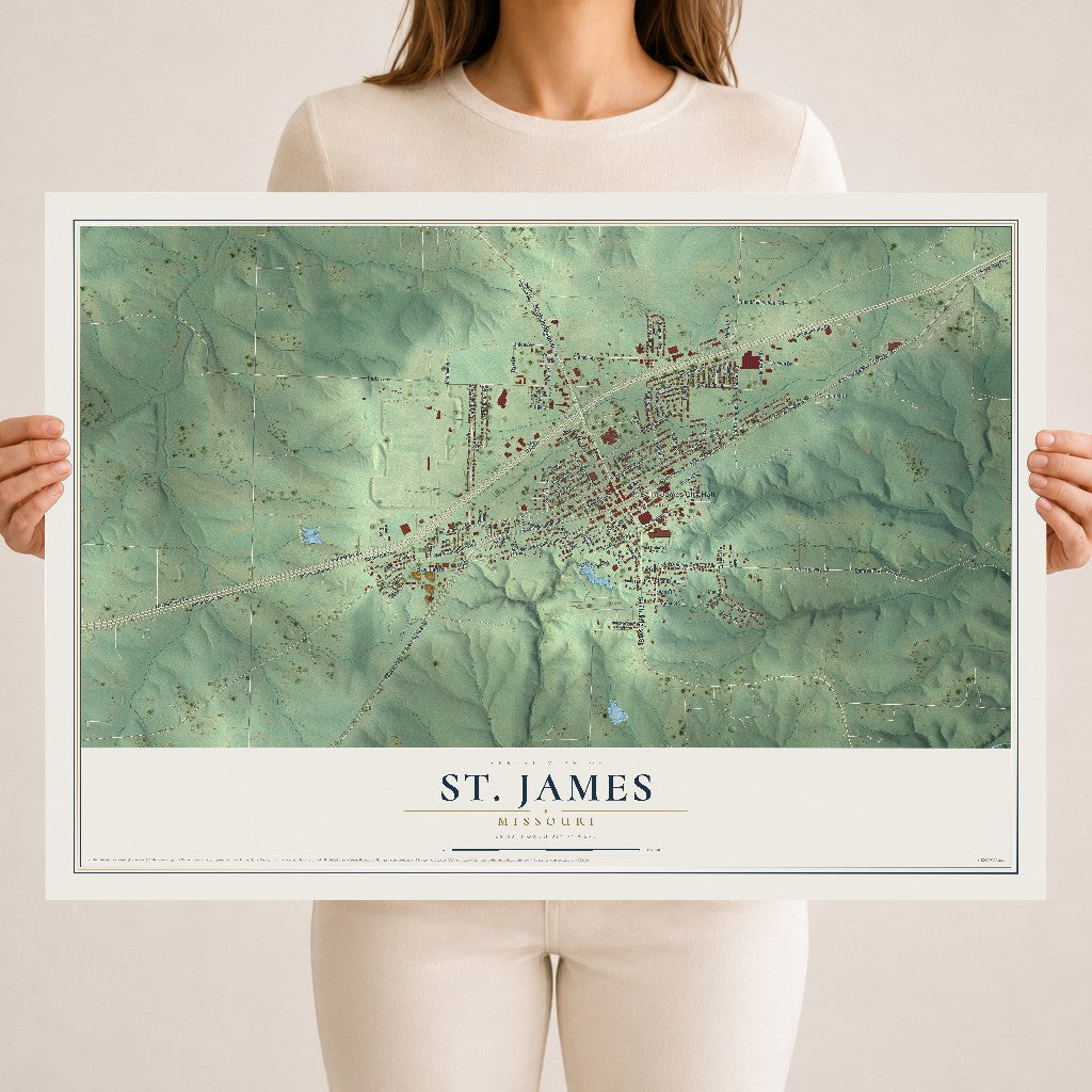 Map of St. James, Missouri, 18 x 24 inch unframed archival matte print