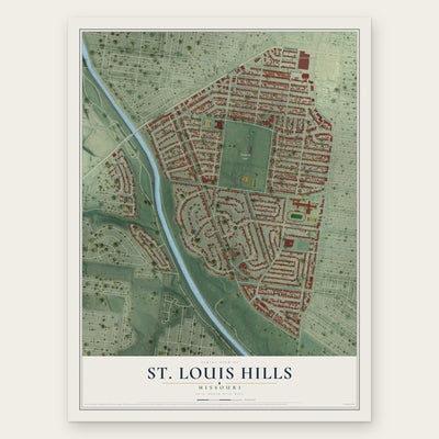 St. Louis Hills, Missouri map print, the full design