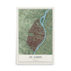 Map of St. Louis, Missouri, 12 x 18 inch unframed archival matte print