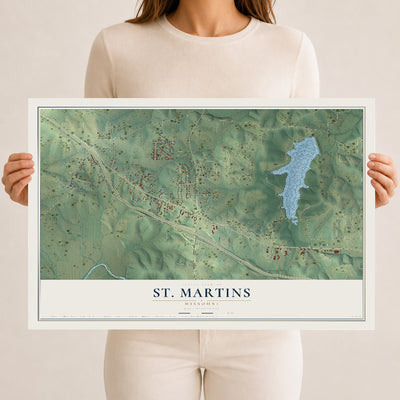 Map of St. Martins, Missouri, 12 x 18 inch unframed archival matte print