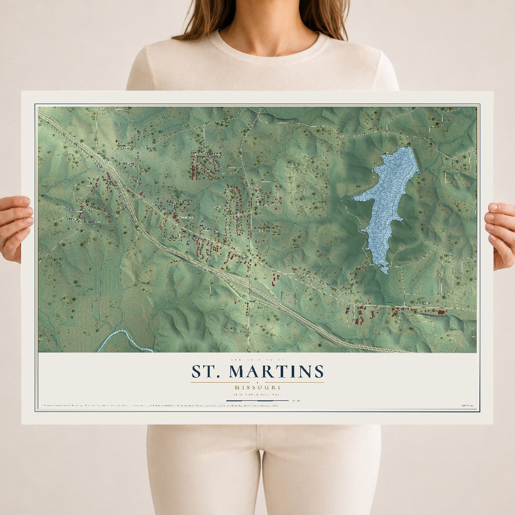 Map of St. Martins, Missouri, 18 x 24 inch unframed archival matte print