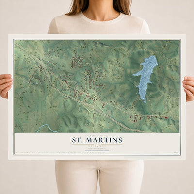 Map of St. Martins, Missouri, 18 x 24 inch unframed archival matte print
