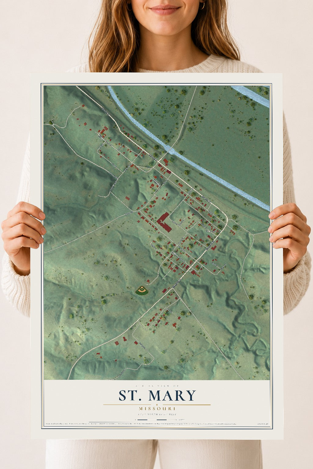 Map of St. Mary, Missouri, 18 x 24 inch unframed archival matte print
