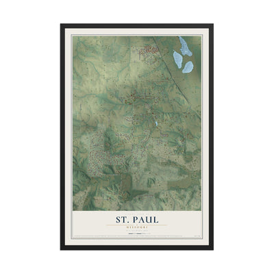 Map of St. Paul, Missouri, 12 x 18 inch print in a black wood frame