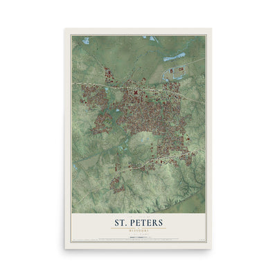 Map of St. Peters, Missouri, 12 x 18 inch unframed archival matte print