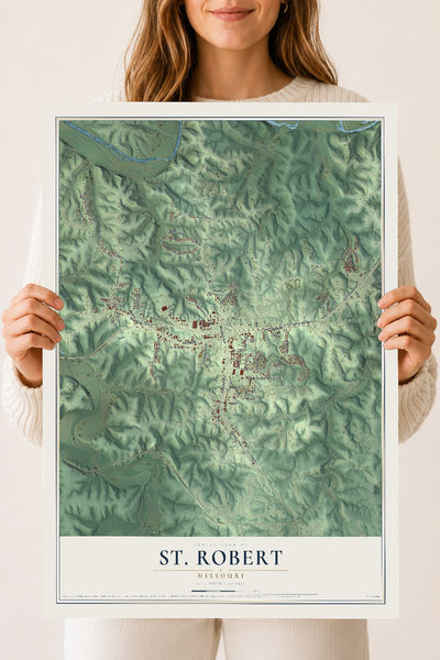 Map of St. Robert, Missouri, 18 x 24 inch unframed archival matte print