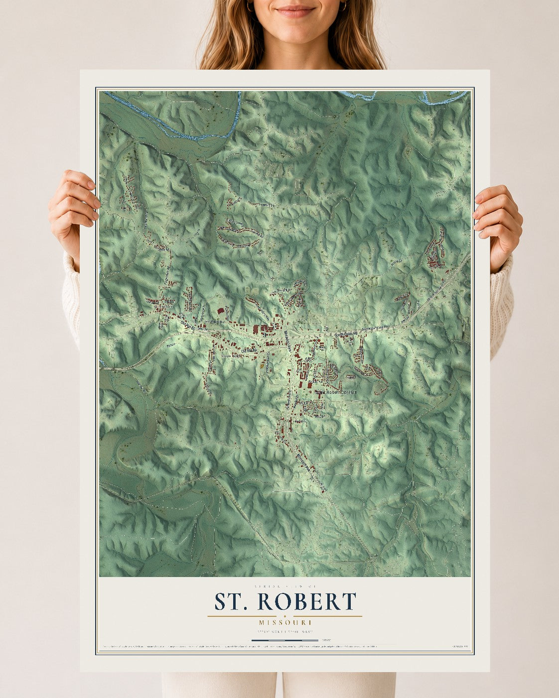 Map of St. Robert, Missouri, 24 x 36 inch unframed archival matte print