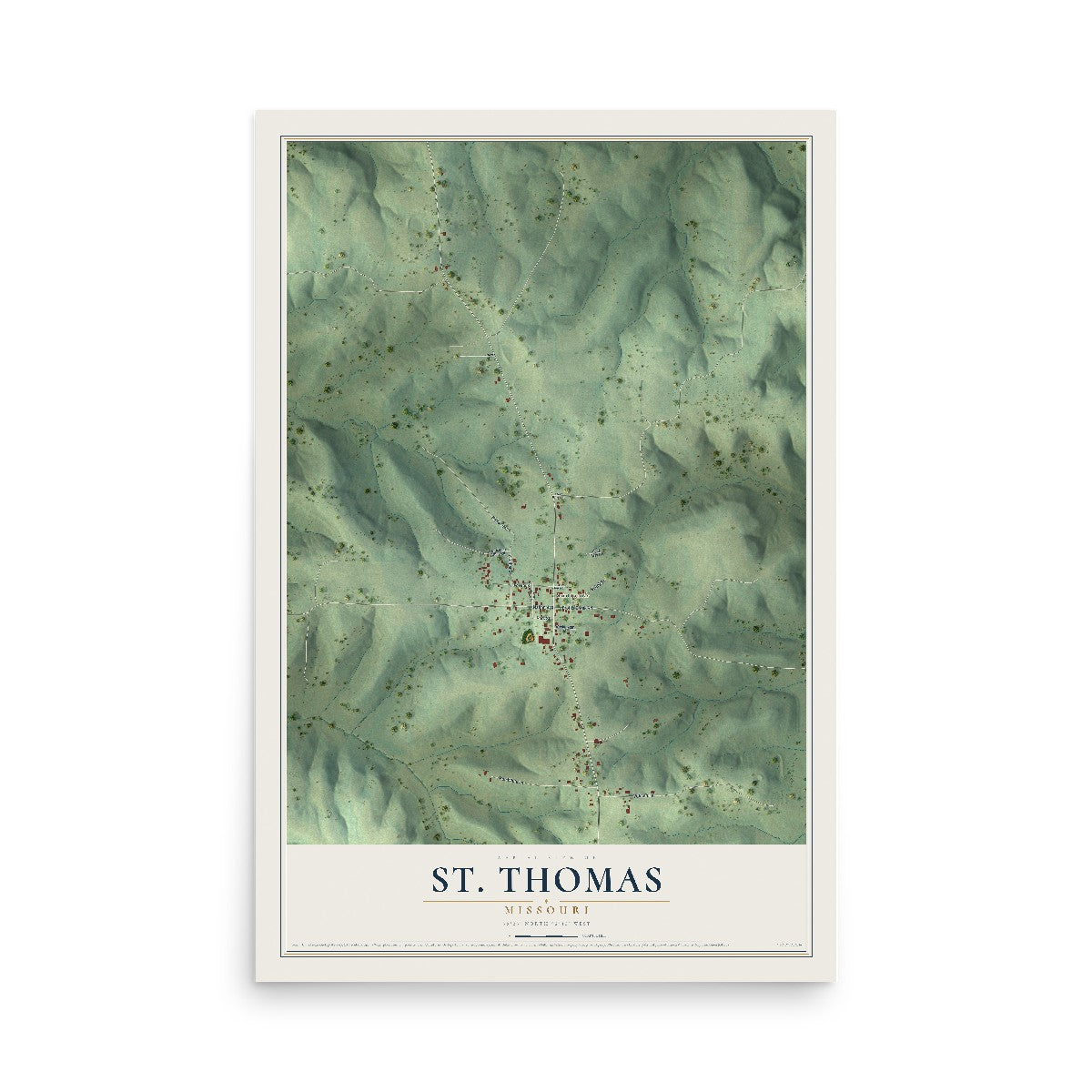 Map of St. Thomas, Missouri, 12 x 18 inch unframed archival matte print
