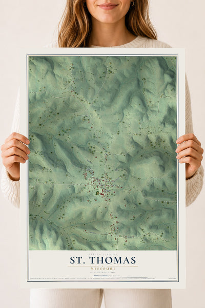 Map of St. Thomas, Missouri, 18 x 24 inch unframed archival matte print