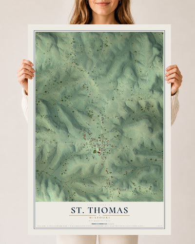 Map of St. Thomas, Missouri, 24 x 36 inch unframed archival matte print