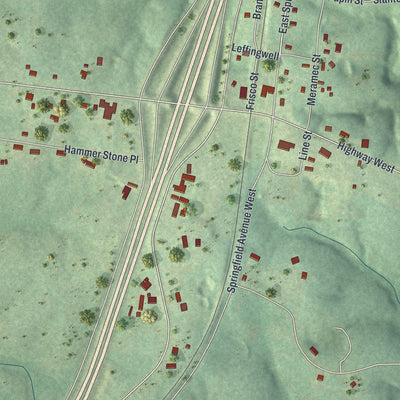 Close-up of the map of Stanton, Missouri print showing street and building detail