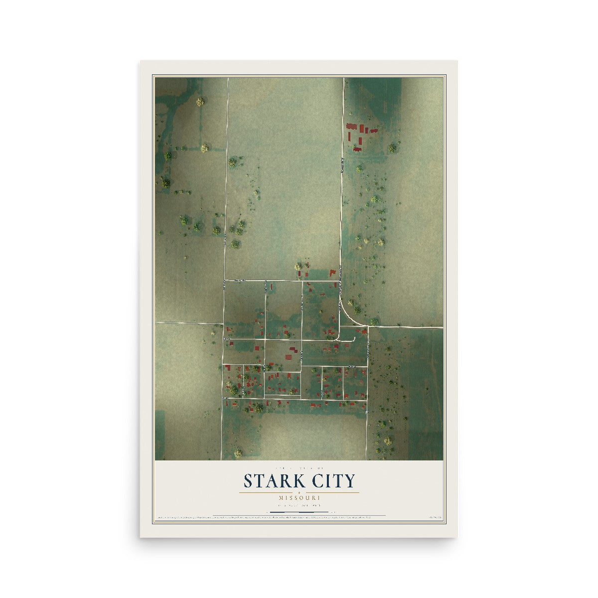 Map of Stark City, Missouri, 12 x 18 inch unframed archival matte print