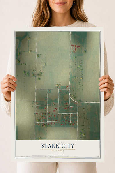 Map of Stark City, Missouri, 18 x 24 inch unframed archival matte print