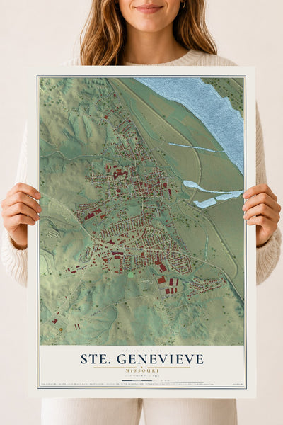 Map of Ste. Genevieve, Missouri, 18 x 24 inch unframed archival matte print