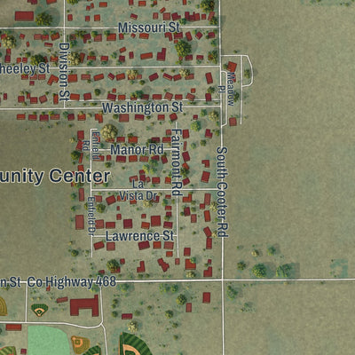 Second close-up of the map of Steele, Missouri print showing more streets and buildings