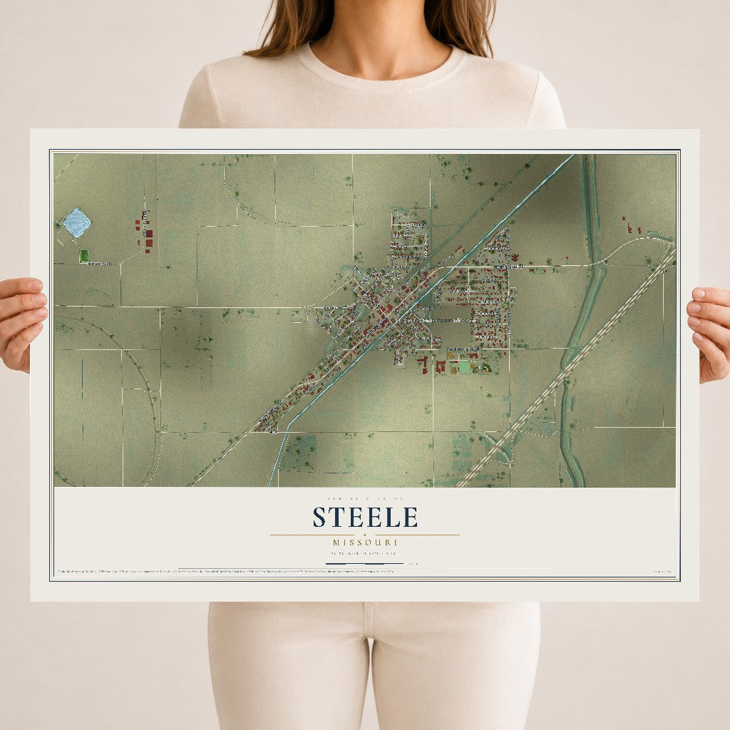 Map of Steele, Missouri, 18 x 24 inch unframed archival matte print