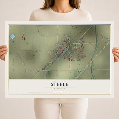 Map of Steele, Missouri, 18 x 24 inch unframed archival matte print