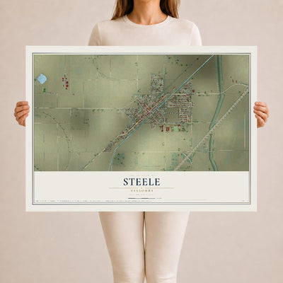 Map of Steele, Missouri, 24 x 36 inch unframed archival matte print