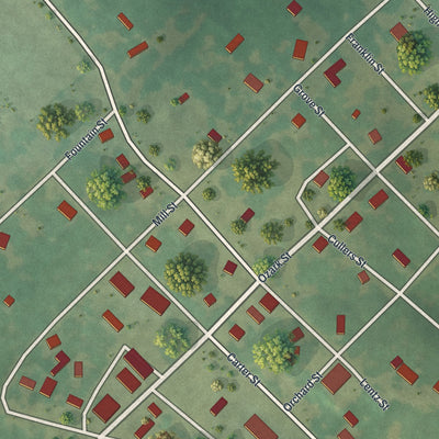 Close-up of the map of Stella, Missouri print showing street and building detail
