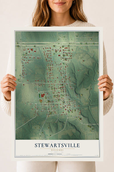 Map of Stewartsville, Missouri, 18 x 24 inch unframed archival matte print