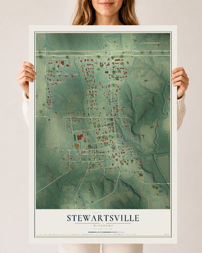 Map of Stewartsville, Missouri, 24 x 36 inch unframed archival matte print